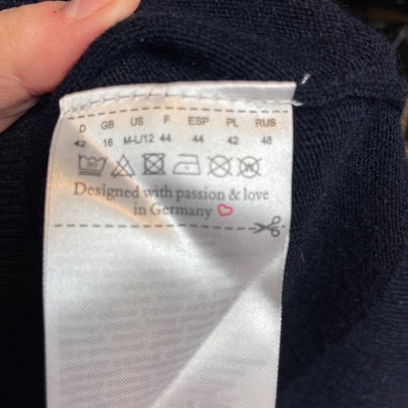 Sigrid Olsen Merino wool sweater lightweight star pattern navy - Picture 8 of 11